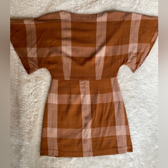 Amuse Society Orange Plaid Lovely Day Dress - Picture 2 of 6